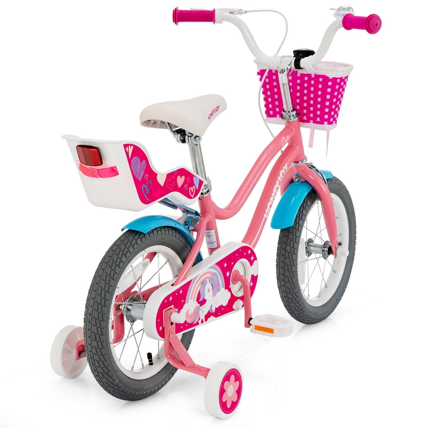 Kids Bicycle with Training Wheels & Basket 🚲💛 | Boys & Girls Ages 3-9 | 14-Inch