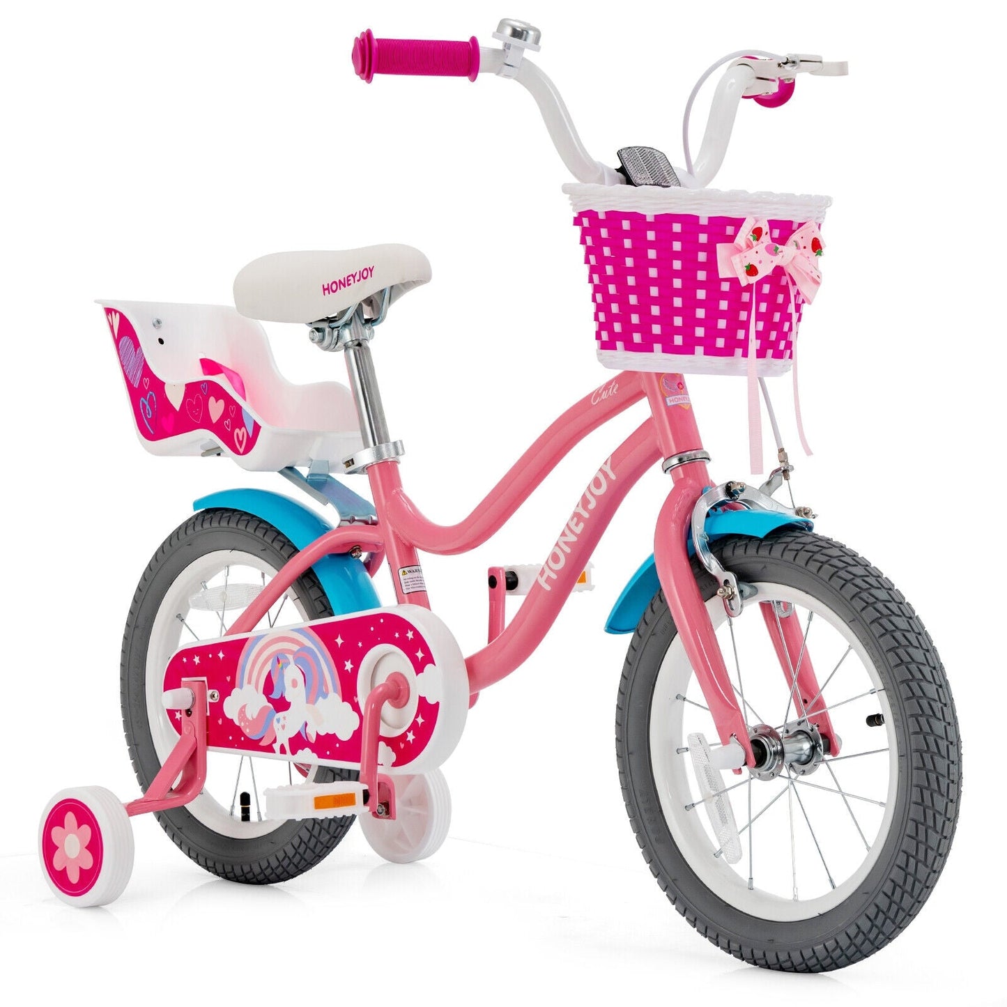 Kids Bicycle with Training Wheels & Basket 🚲💛 | Boys & Girls Ages 3-9 | 14-Inch