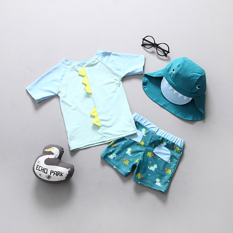 Kids Dinosaur UPF50 UV Rashguard Swimsuit 🦕☀️ | Boys Sun Protection Swimwear
