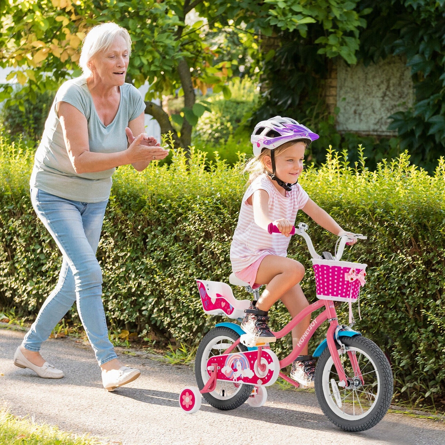 Kids Bicycle with Training Wheels & Basket 🚲💛 | Boys & Girls Ages 3-9 | 14-Inch