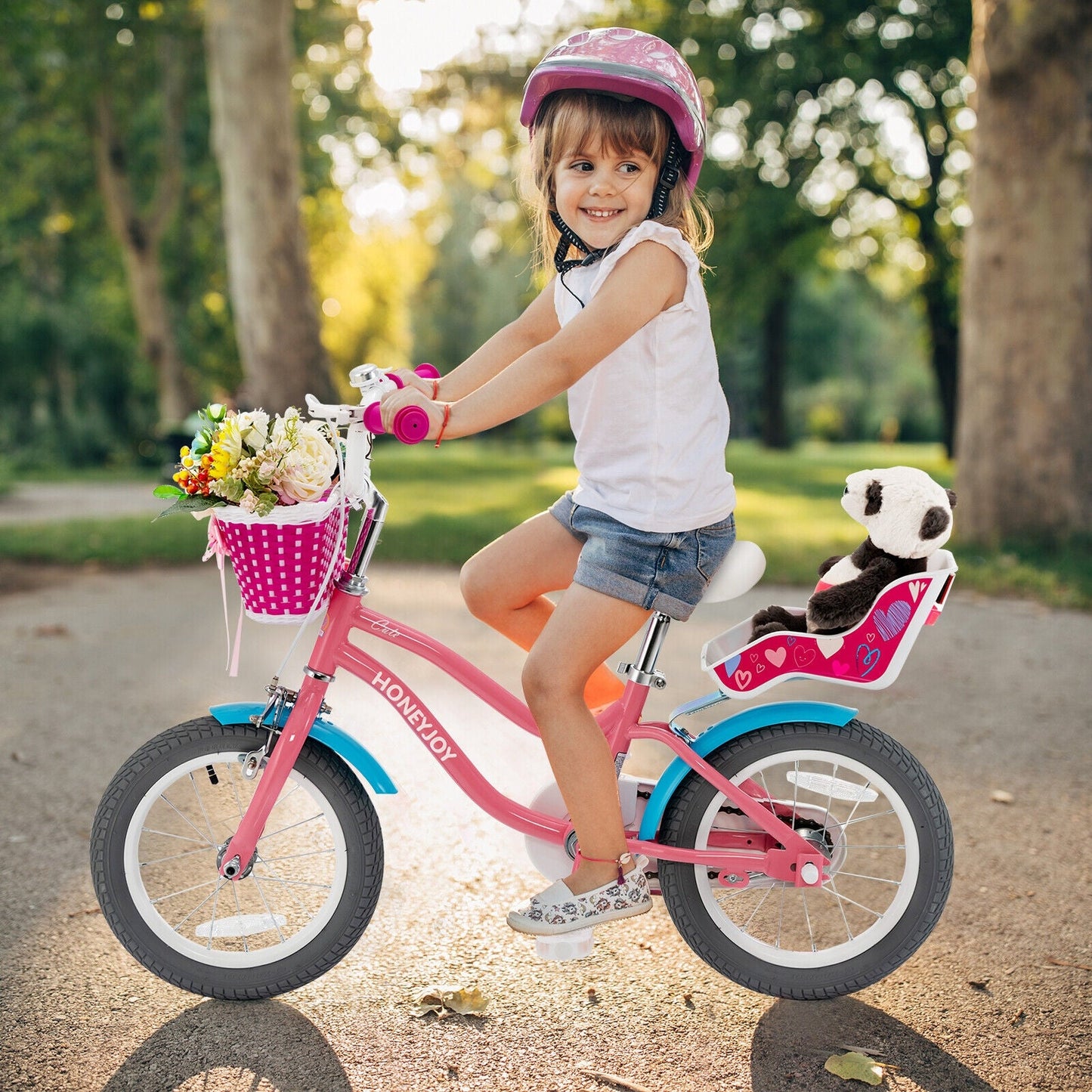 Kids Bicycle with Training Wheels & Basket 🚲💛 | Boys & Girls Ages 3-9 | 14-Inch