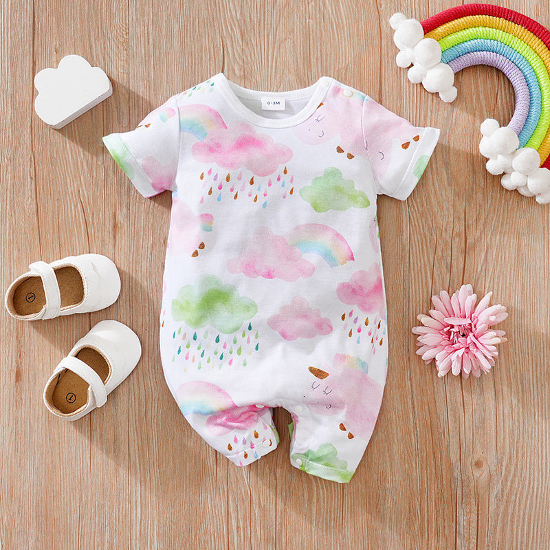 Baby Girl Summer Short-Sleeve Jumpsuit 🌸☀️ | Cute Infant Romper Outfit
