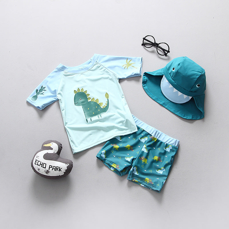 Kids Dinosaur UPF50 UV Rashguard Swimsuit 🦕☀️ | Boys Sun Protection Swimwear