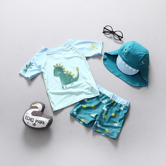 Kids Dinosaur UPF50 UV Rashguard Swimsuit 🦕☀️ | Boys Sun Protection Swimwear