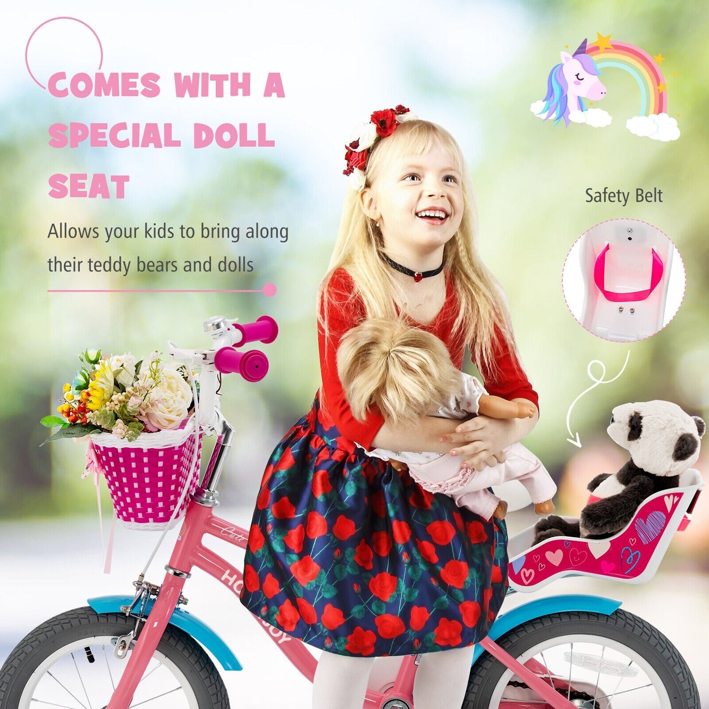 Kids Bicycle with Training Wheels & Basket 🚲💛 | Boys & Girls Ages 3-9 | 14-Inch