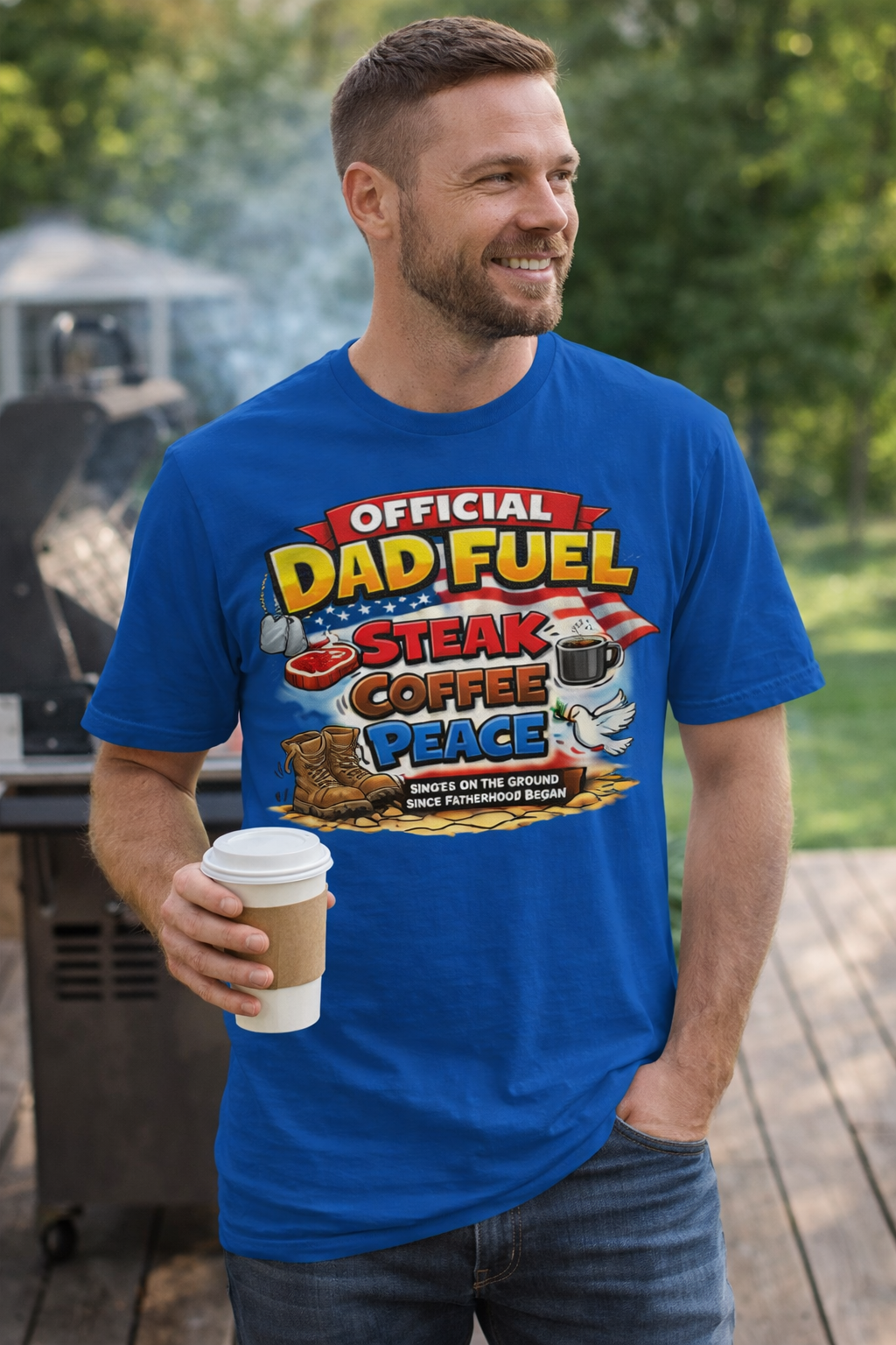 Official Dad Fuel T-Shirt – Steak, Coffee & Peace | Military Dad Gift