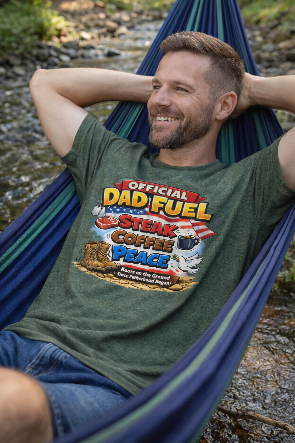 Official Dad Fuel T-Shirt – Steak, Coffee & Peace | Military Dad Gift