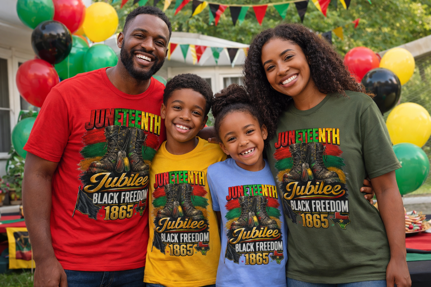 Juneteenth Jubilee Black Freedom 1865 T-Shirt | Military Family Pride | Galveston Texas