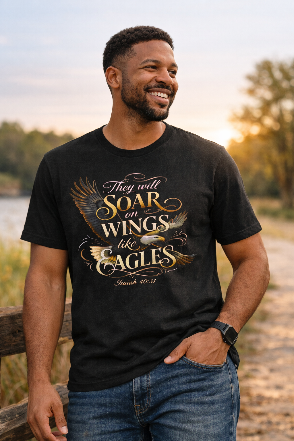 Soar on Wings Like Eagles — Isaiah 40:31 Faith T-Shirt