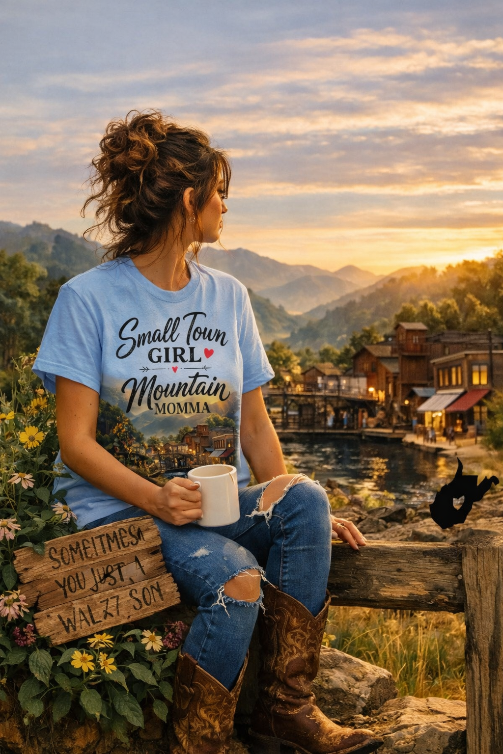 Small Town Girl Mountain Momma T-Shirt | Country Women's Graphic Tee