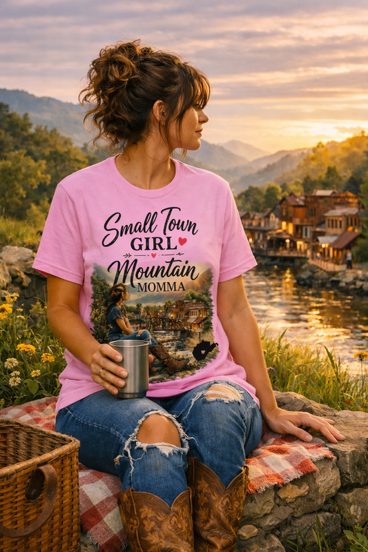 Small Town Girl Mountain Momma T-Shirt | Country Women's Graphic Tee