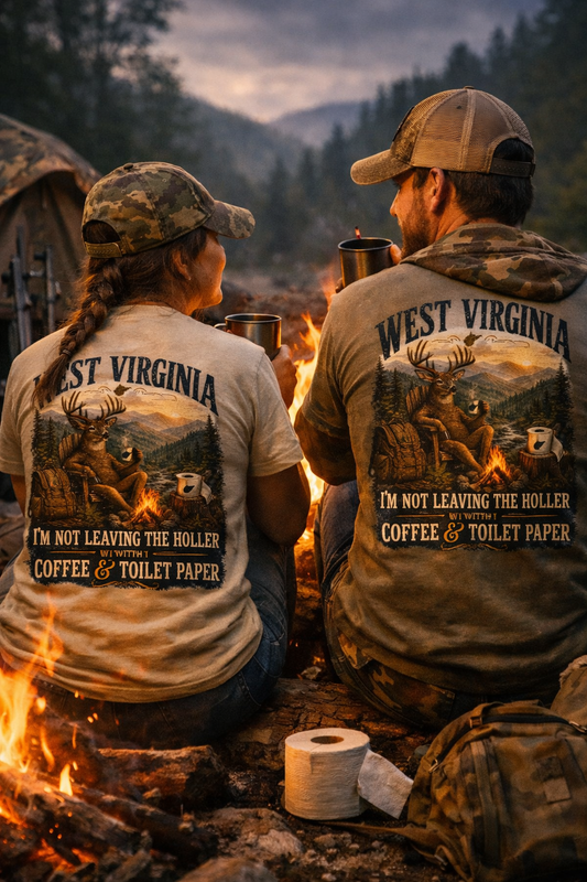 West Virginia: I'm Not Leaving the Holler Without Coffee & Toilet Paper T-Shirt