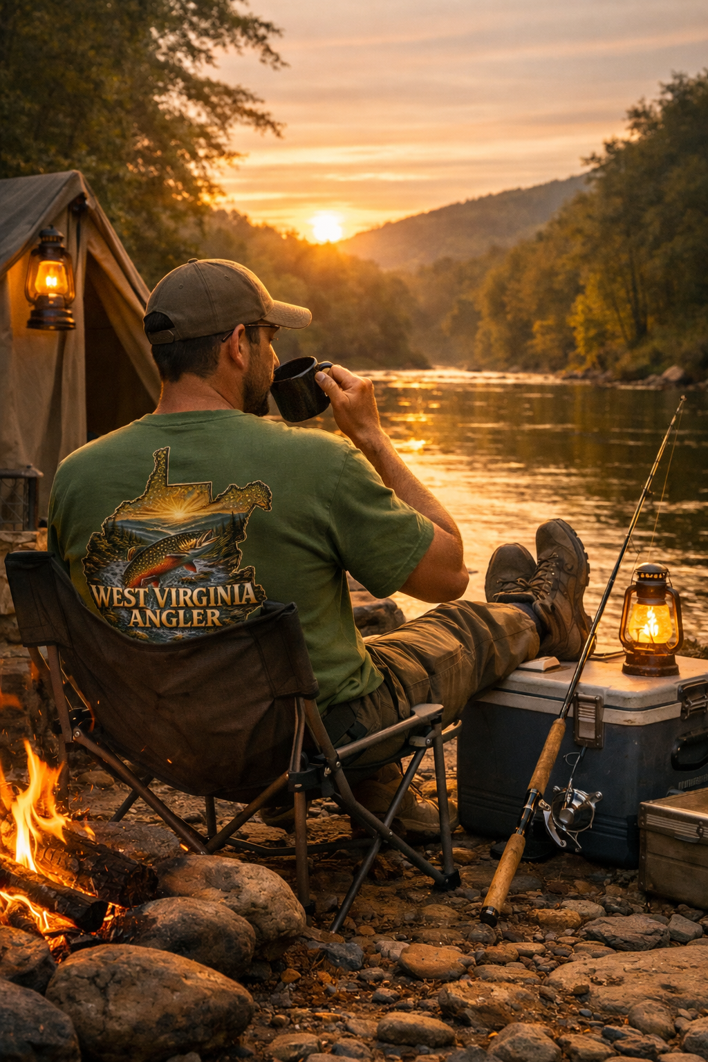 West Virginia Angler Unisex T-Shirt | WV Fishing Pride Tee