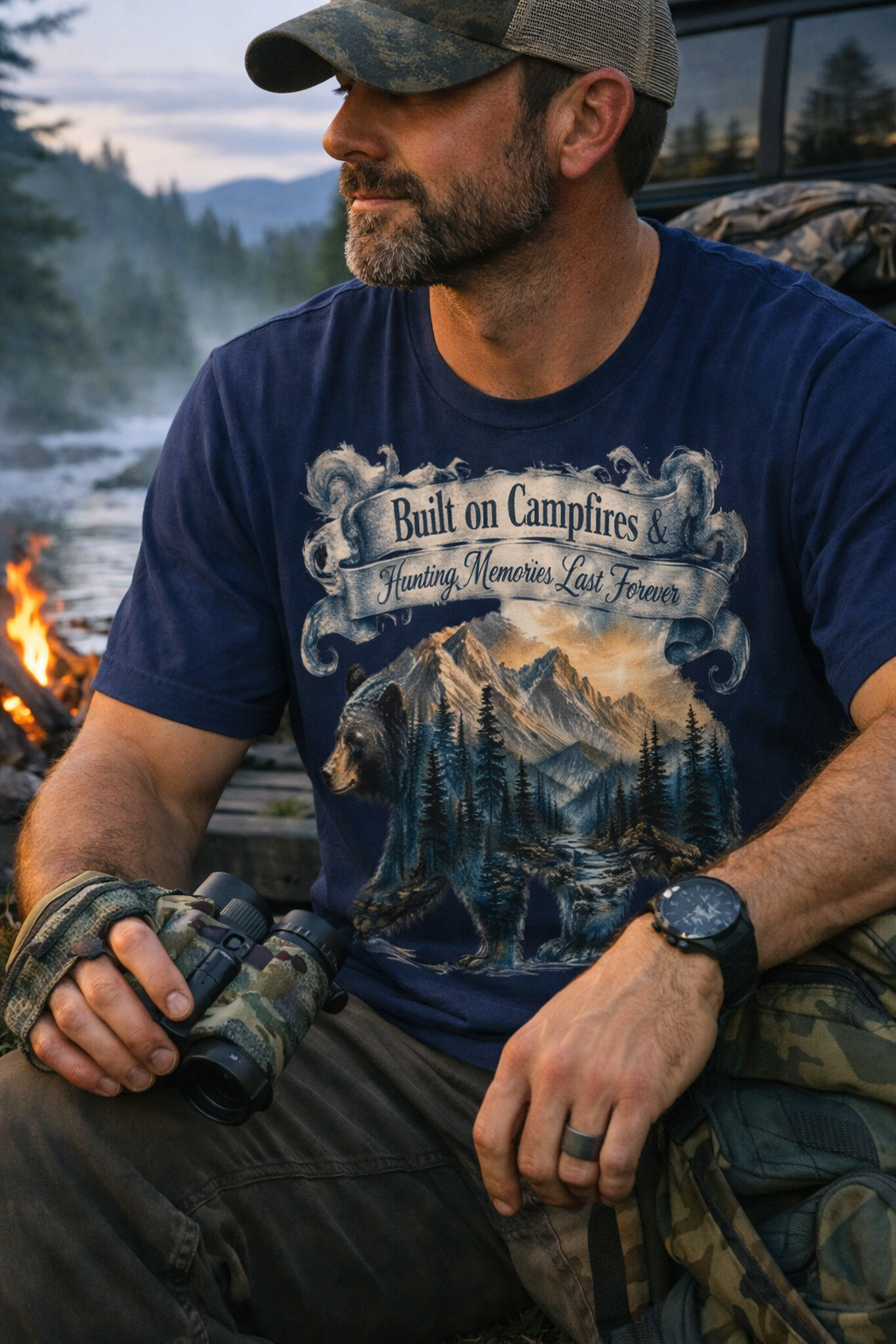 Built on Campfires & Hunting Memories Last Forever – Smoky Mountain Black Bear Tee