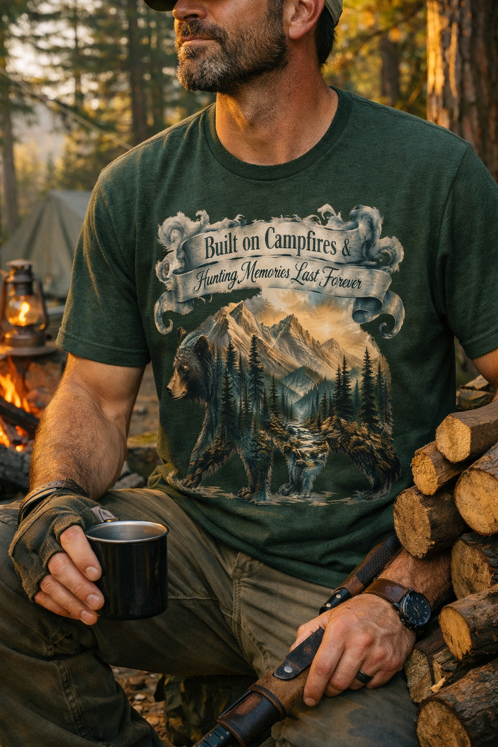 Built on Campfires & Hunting Memories Last Forever – Smoky Mountain Black Bear Tee