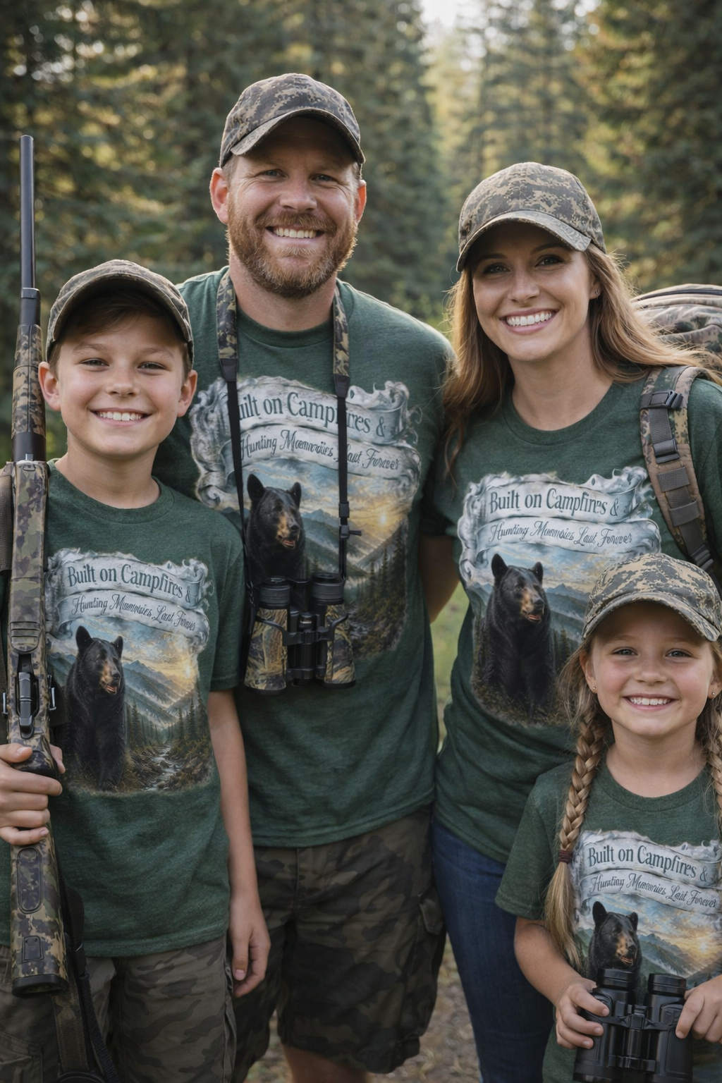 Built on Campfires & Hunting Memories Last Forever – Black Bear T-Shirt