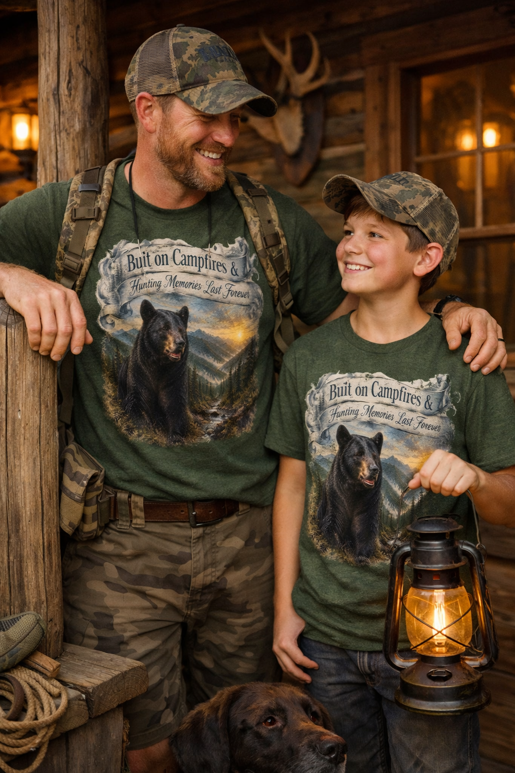 Built on Campfires & Hunting Memories Last Forever – Black Bear T-Shirt