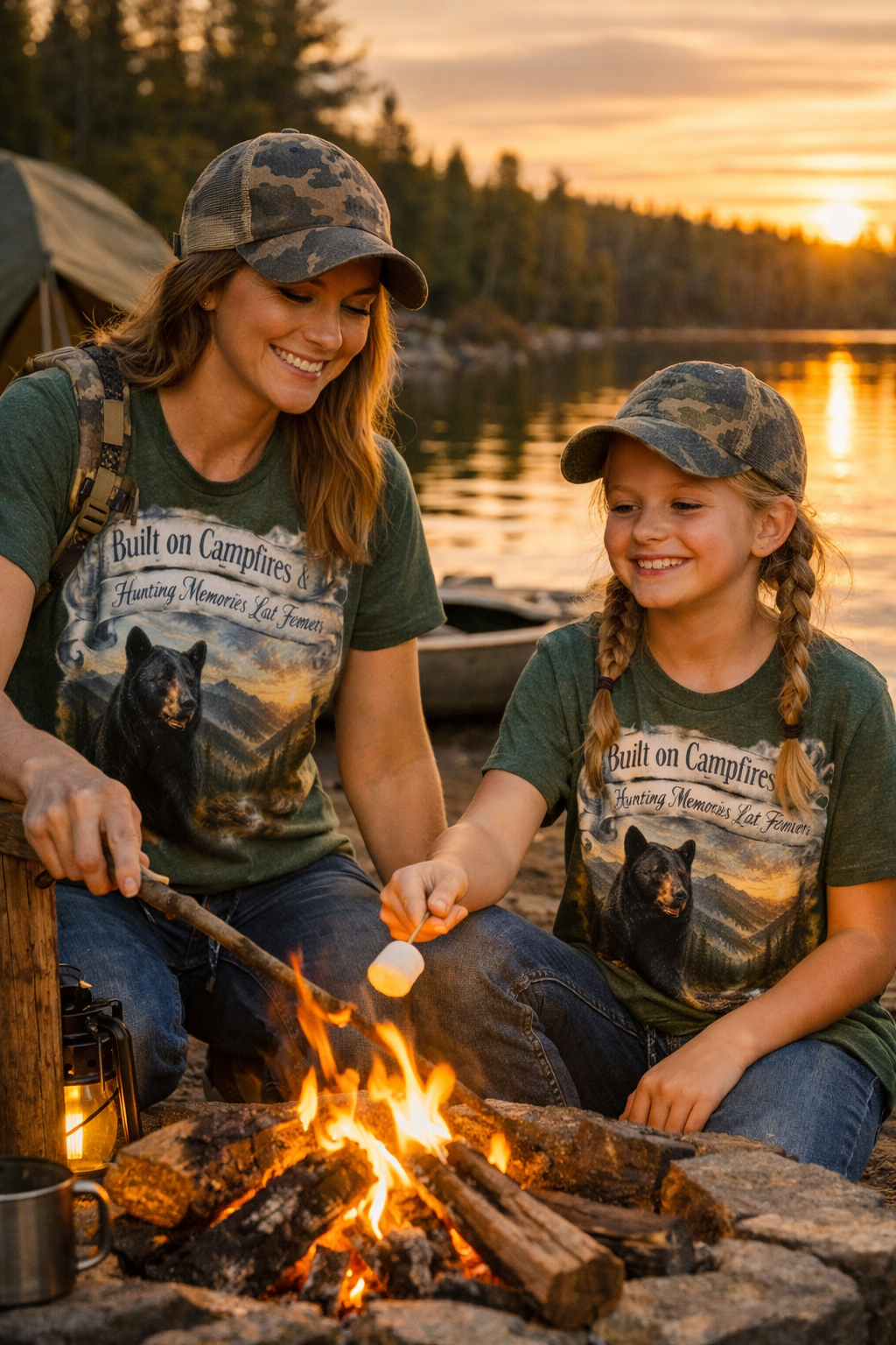 Built on Campfires & Hunting Memories Last Forever – Black Bear T-Shirt