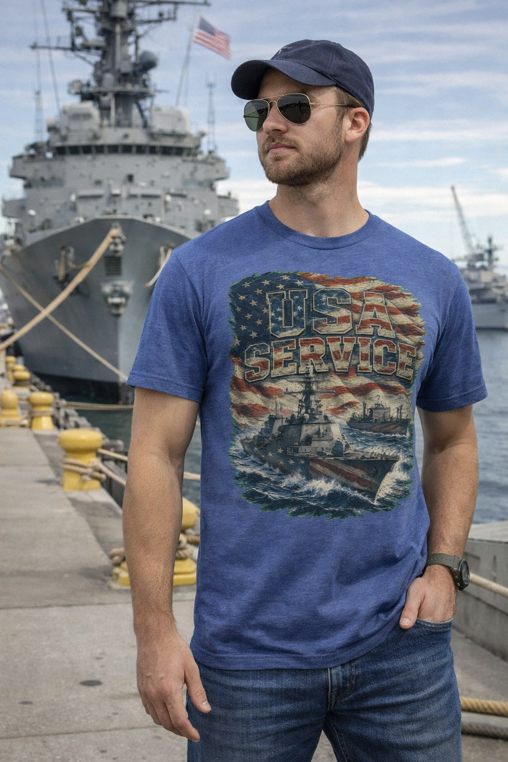 USA SERVICE – Navy Warships Patriotic T-Shirt