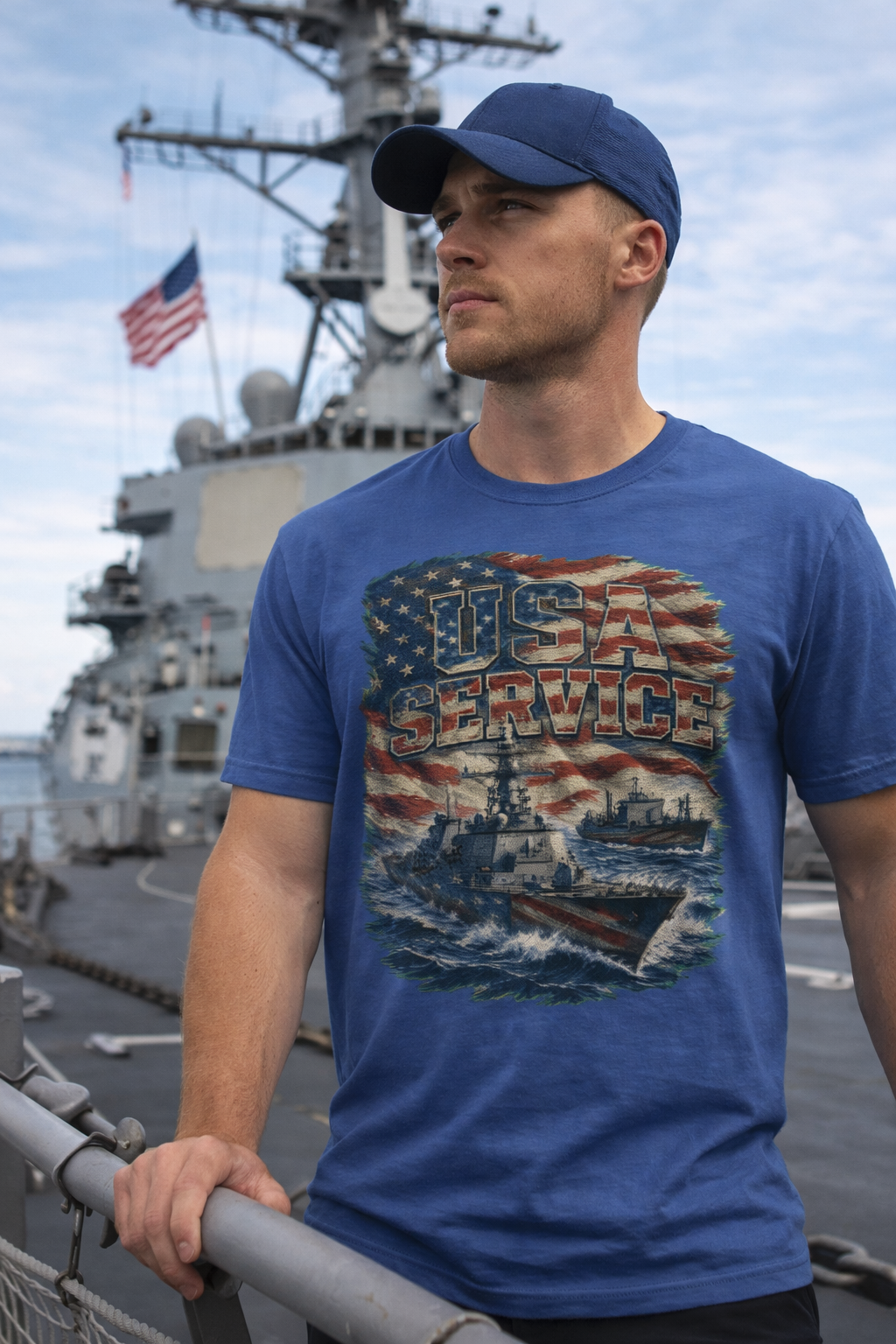 USA SERVICE – Navy Warships Patriotic T-Shirt