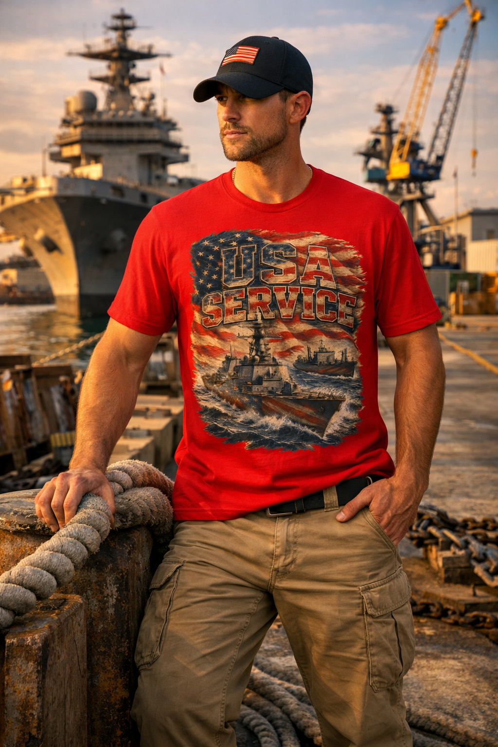 USA SERVICE – Navy Warships Patriotic T-Shirt