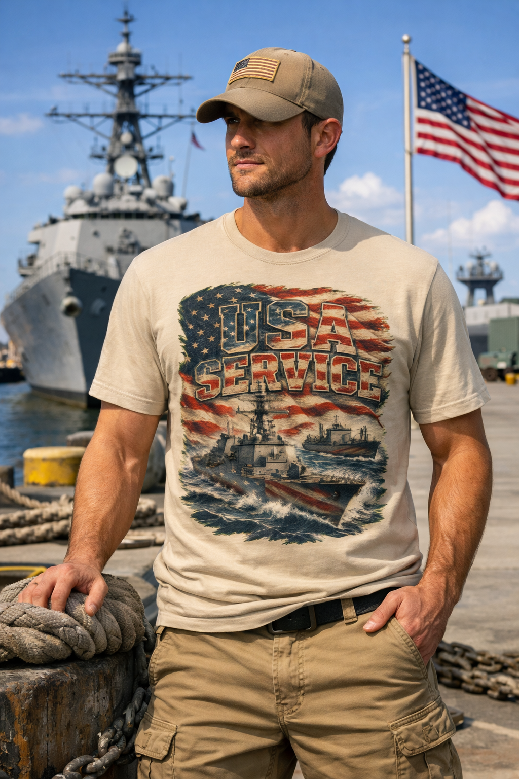 USA SERVICE – Navy Warships Patriotic T-Shirt