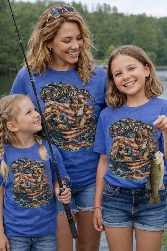 Our Kind of Girls' Day – Patriotic Fishing Tee