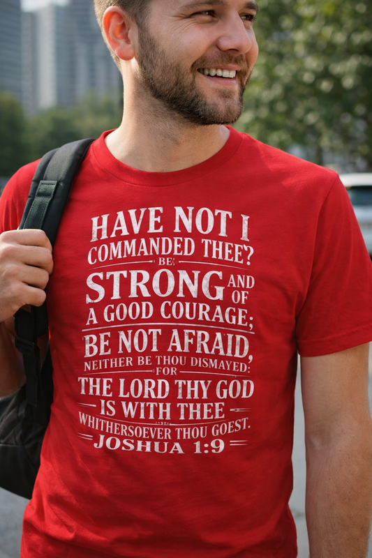 Joshua 1:9 Be Strong & Courageous T-Shirt | Faith Scripture Tee