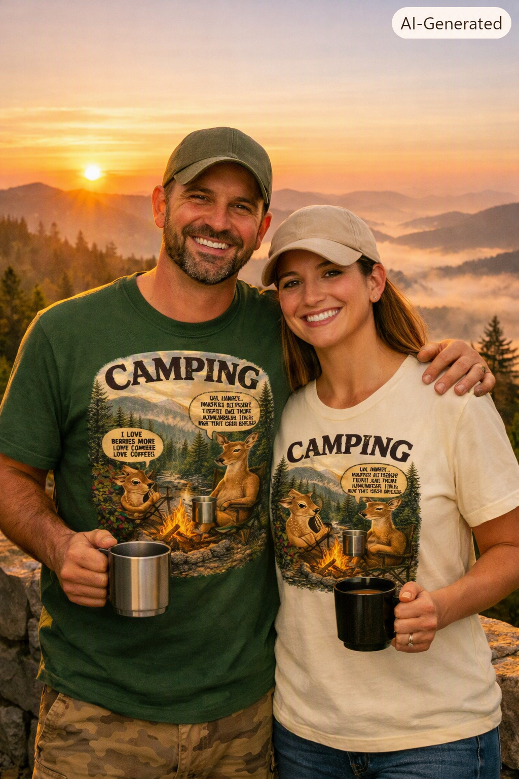 Camping Deer Meme T-Shirt | Funny Outdoor Humor Graphic Tee for Campers & Nature Lovers