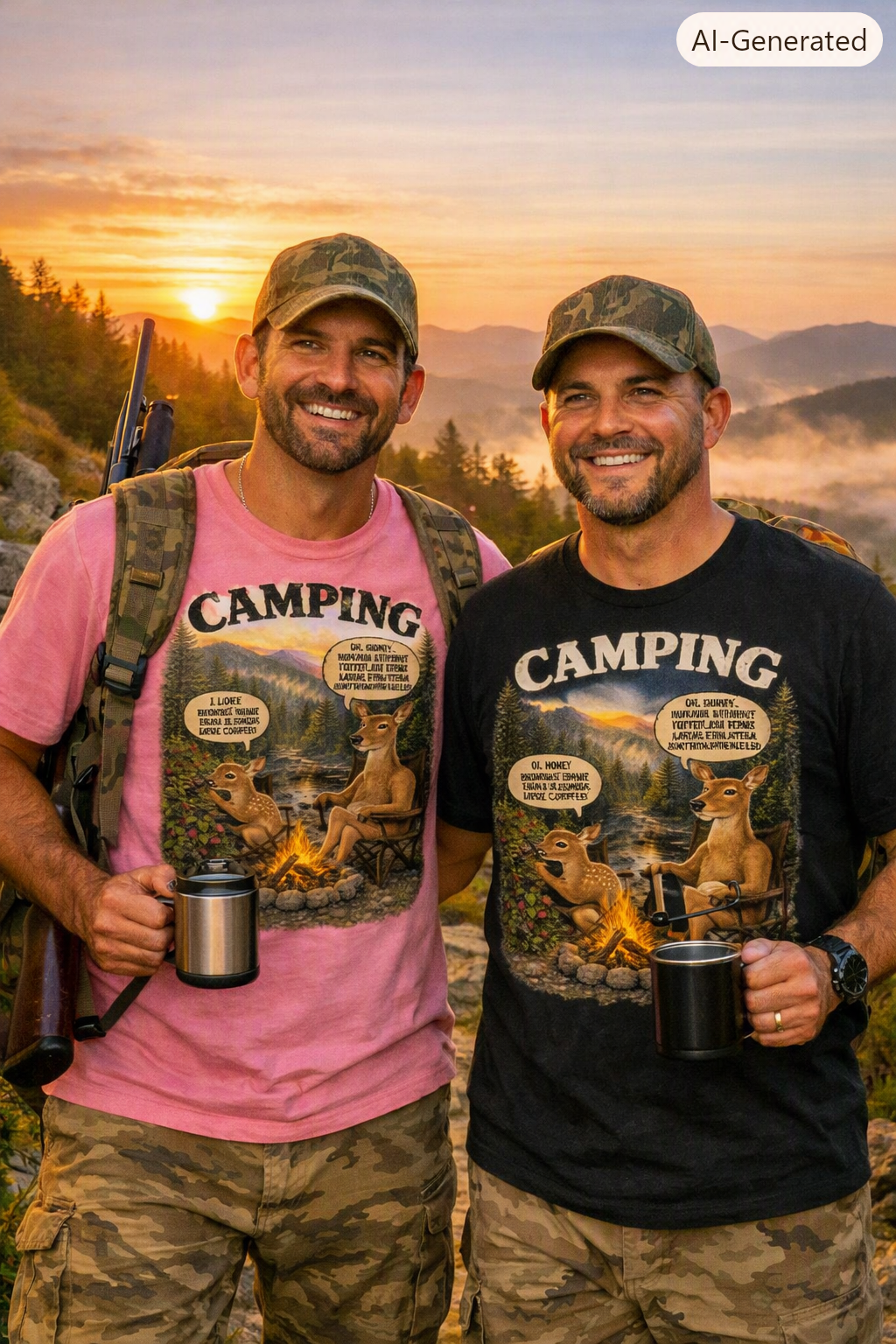 Camping Deer Meme T-Shirt | Funny Outdoor Humor Graphic Tee for Campers & Nature Lovers