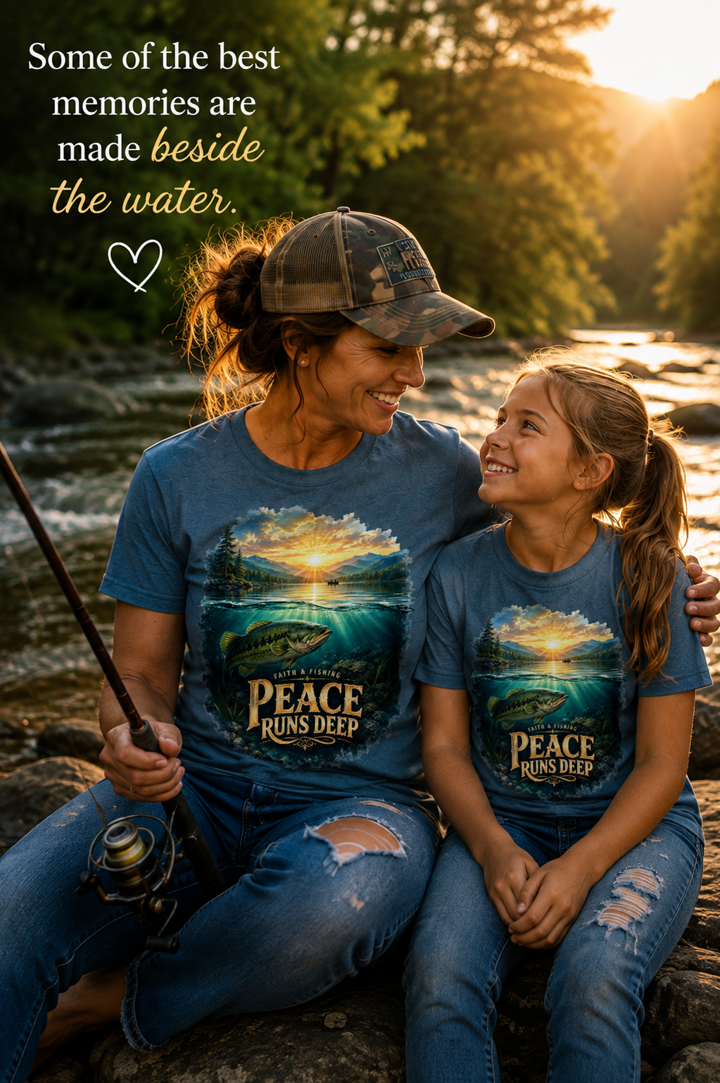 Peace Runs Deep – Faith & Fishing Women's Tee