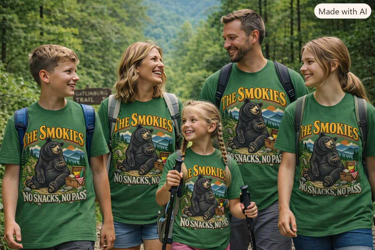 The Smokies Bear "No Snacks, No Pass" Unisex Graphic T-Shirt