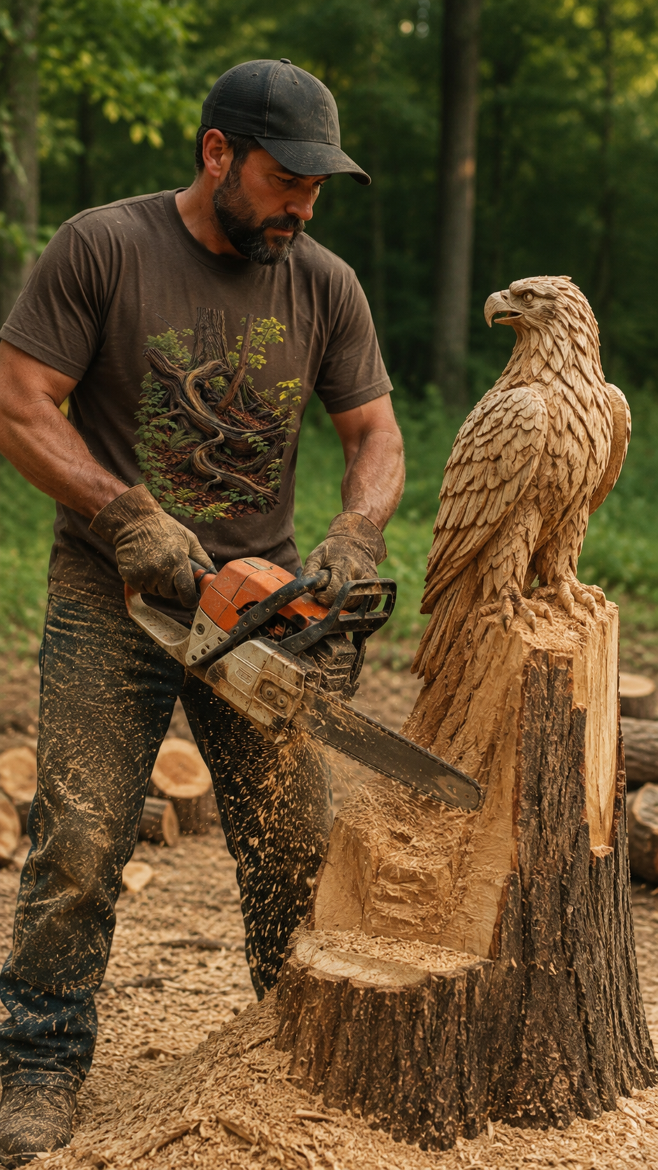 Roots of the Ridge – Logger & Woodcarver Tee