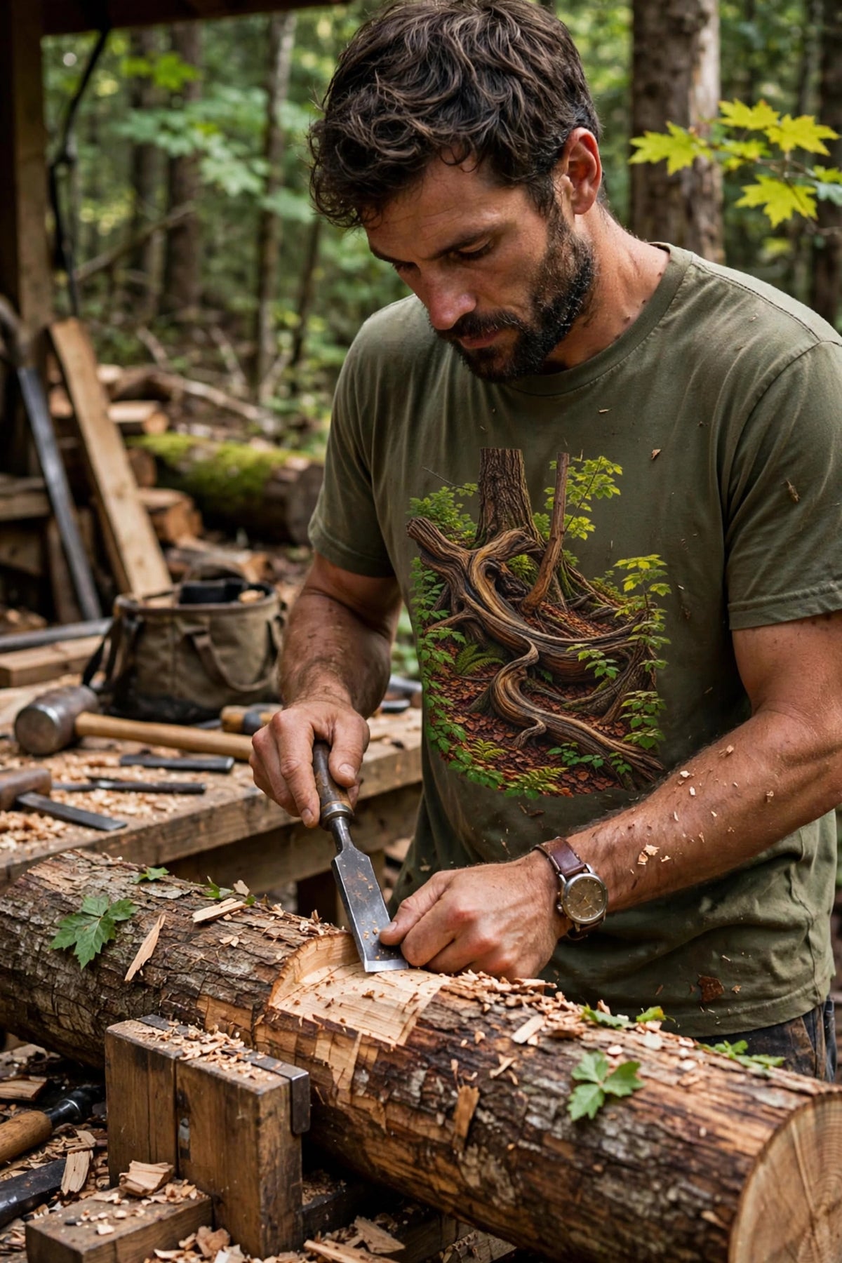 Roots of the Ridge – Logger & Woodcarver Tee