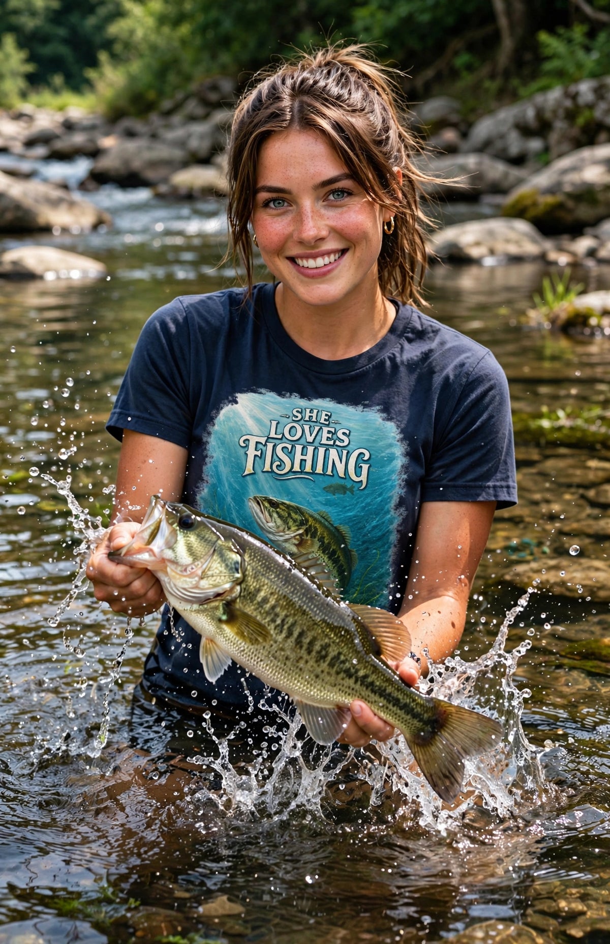 She Loves Fishing | Women's Graphic Tee