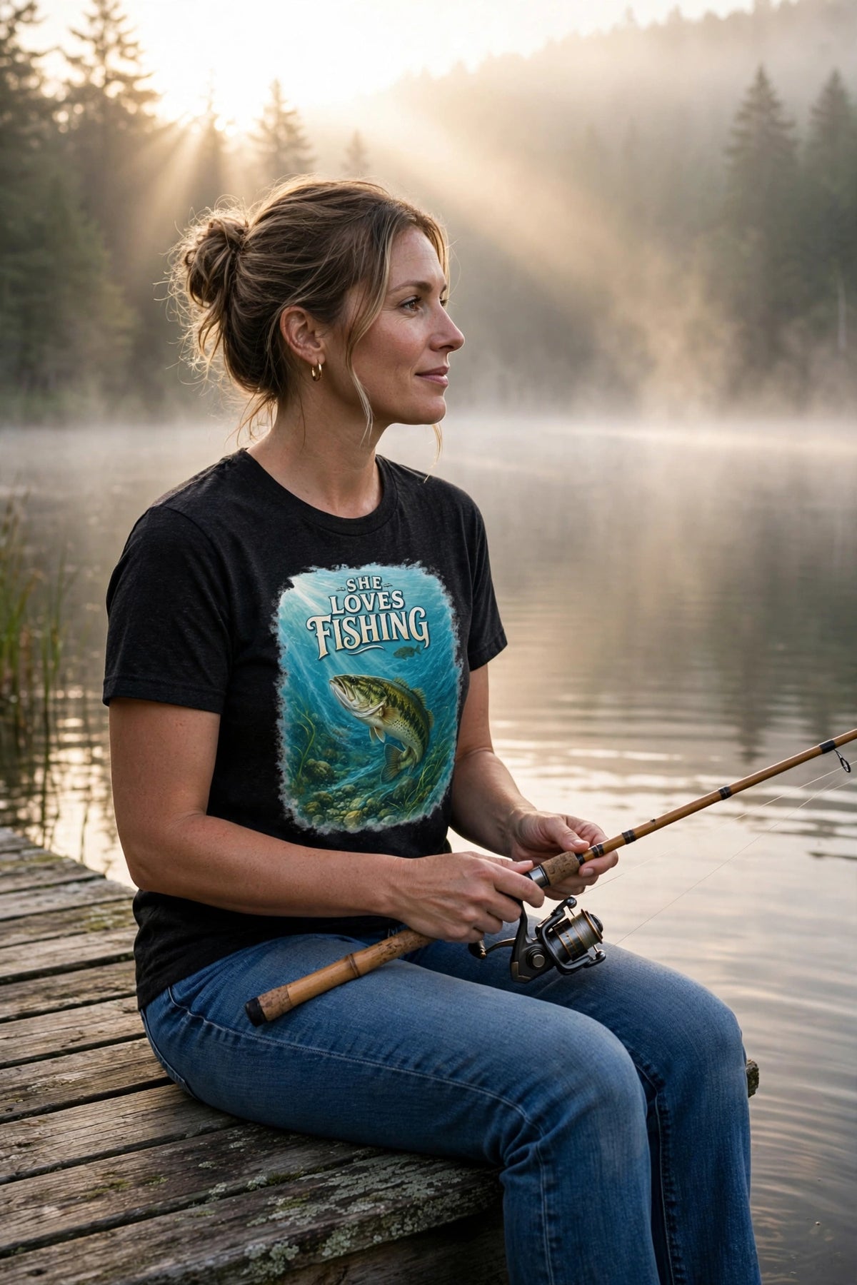 She Loves Fishing | Women's Graphic Tee