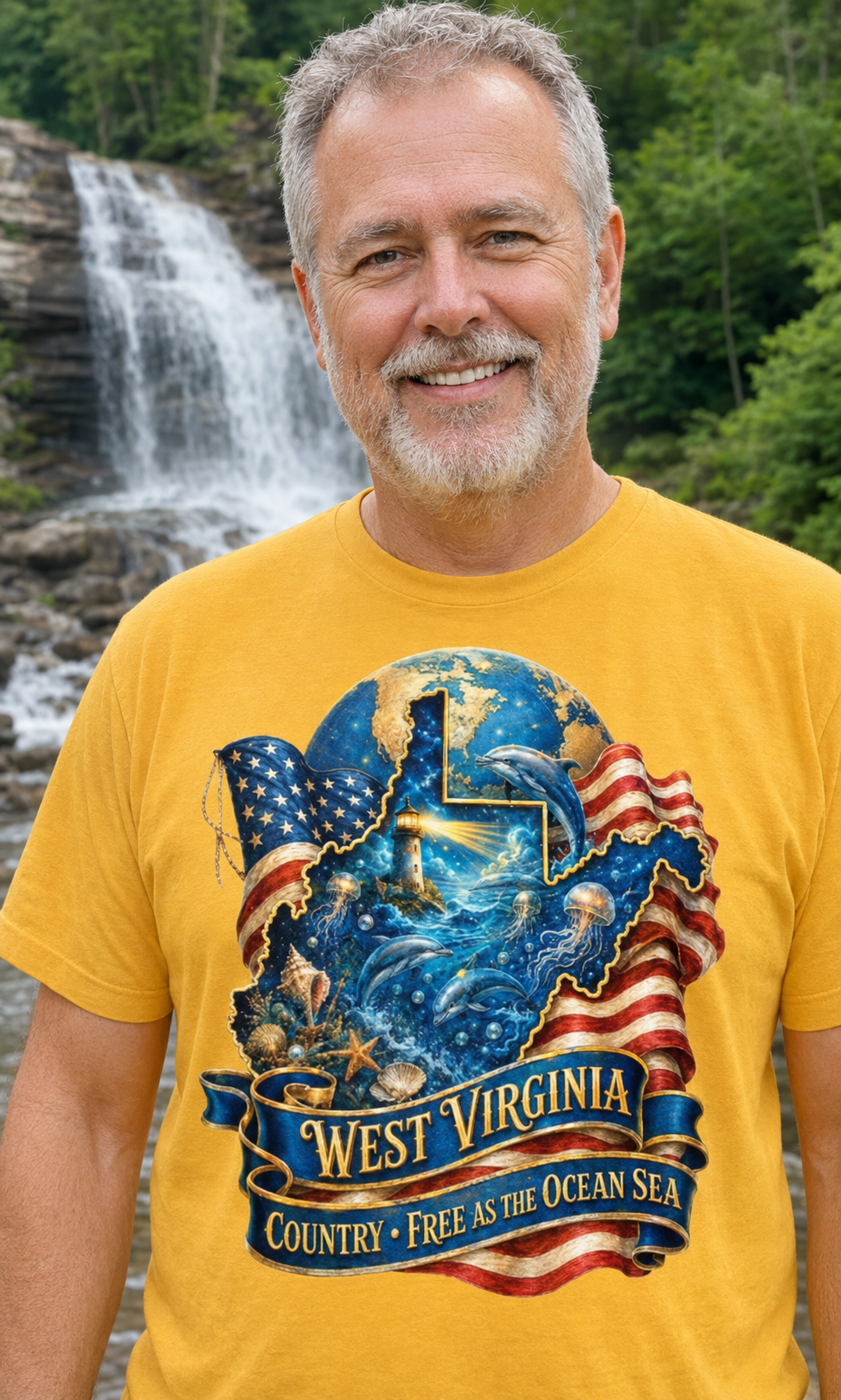 West Virginia – Country Free as the Ocean Sea T-Shirt