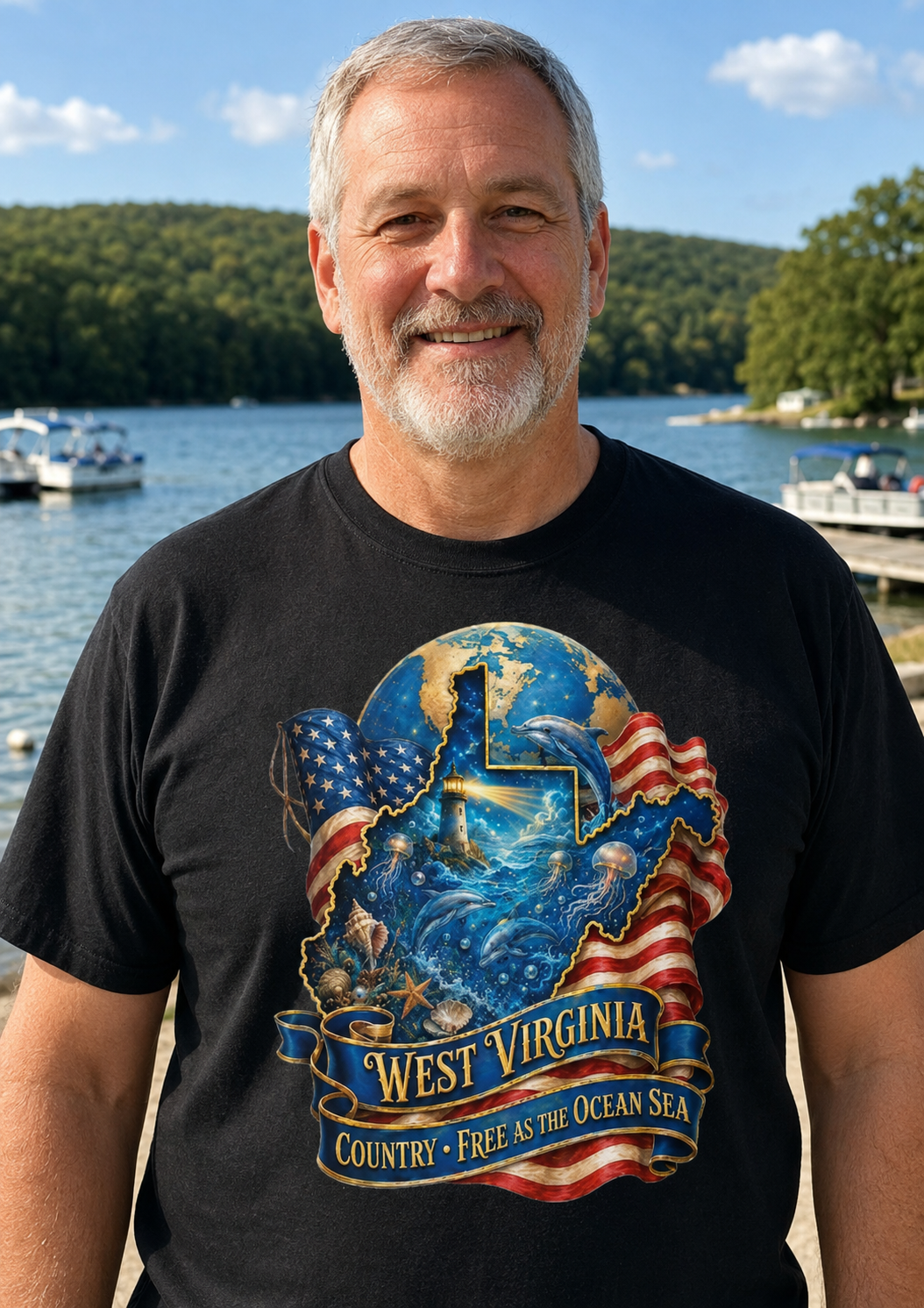 West Virginia – Country Free as the Ocean Sea T-Shirt