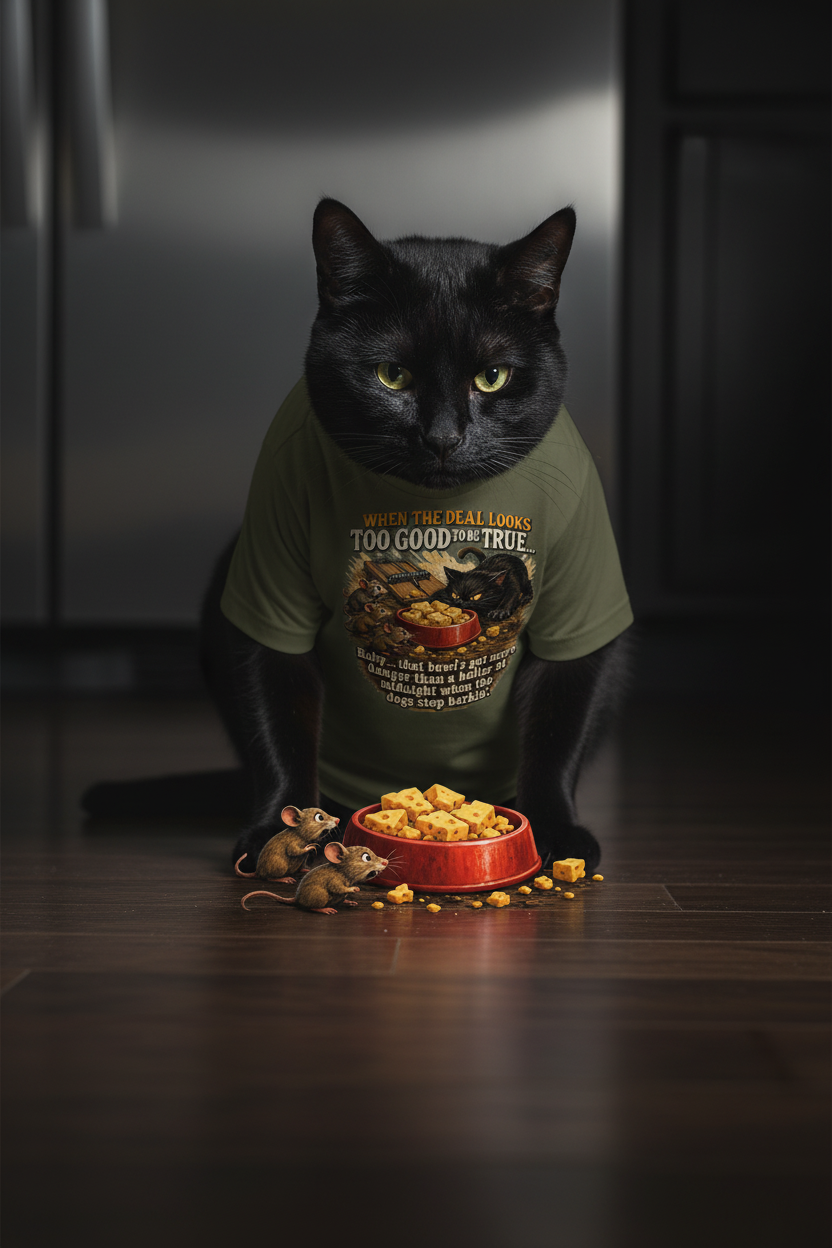 Black Cat Dark Wood Mockup