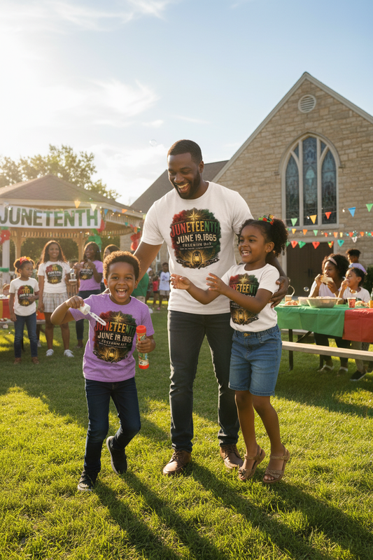 Black Father and Kids at Church