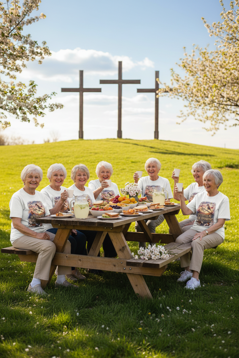 Church Picnic with Crosses