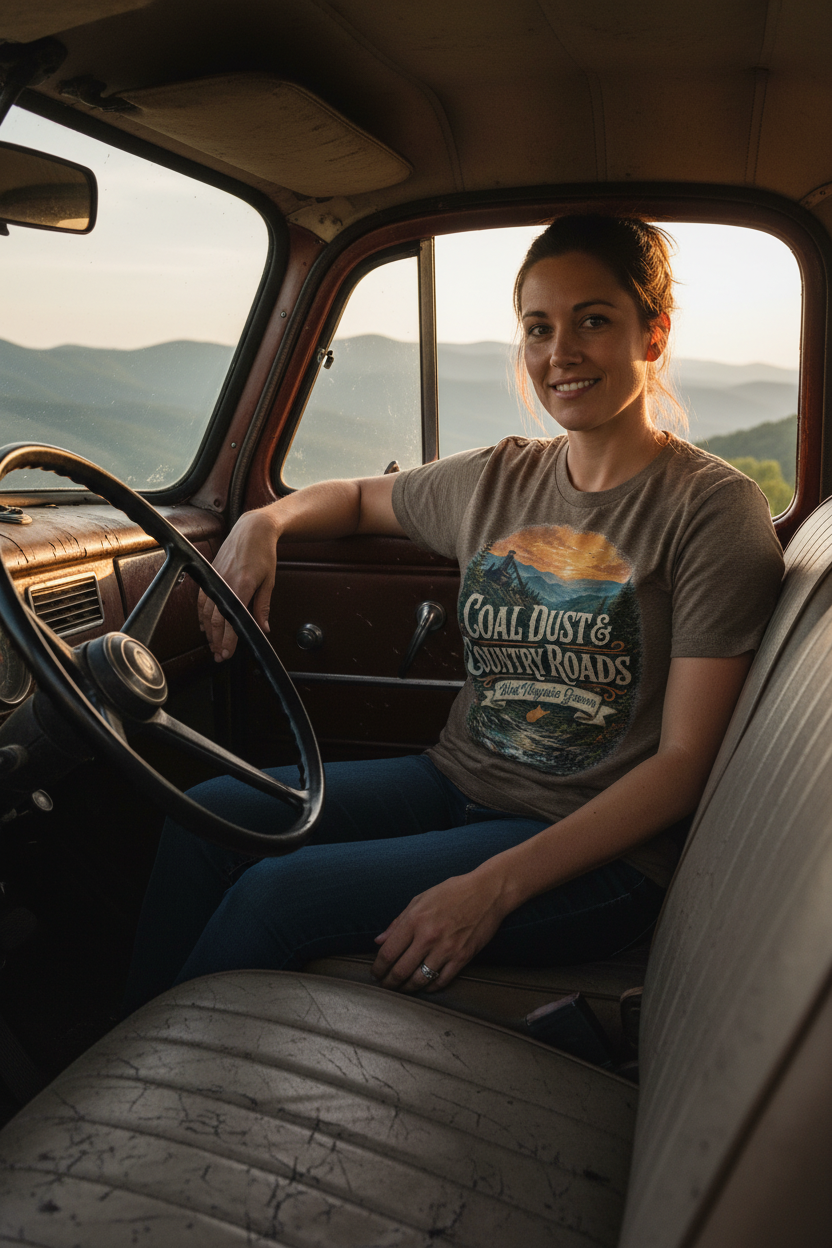 Coal Dust & Country Roads – Woman in Coal Truck Lifestyle Mockup
