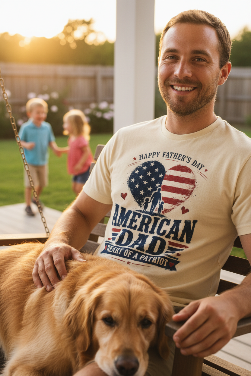 Dad and Dog on Porch