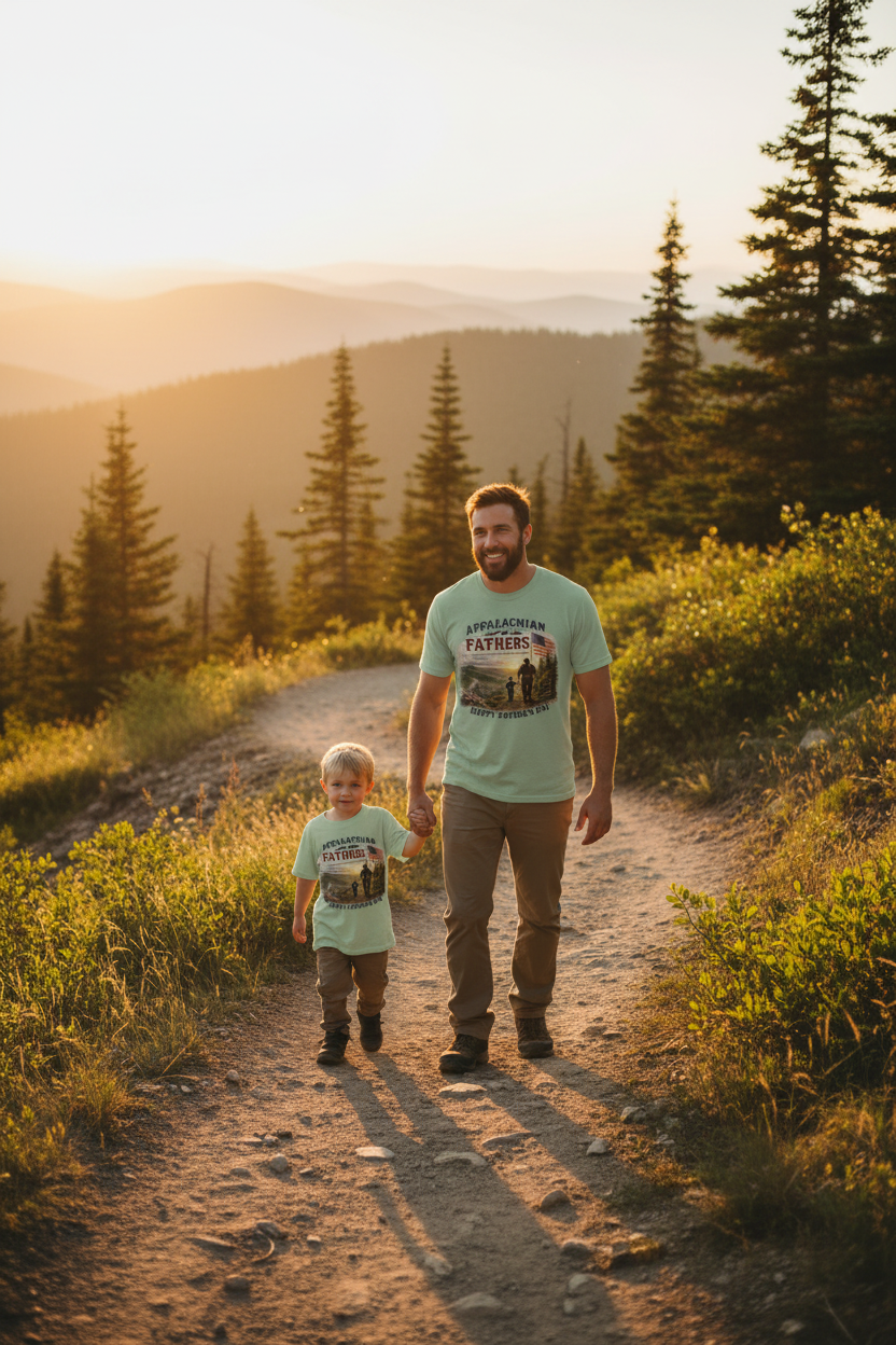 Dad and Son Hiking Mockup