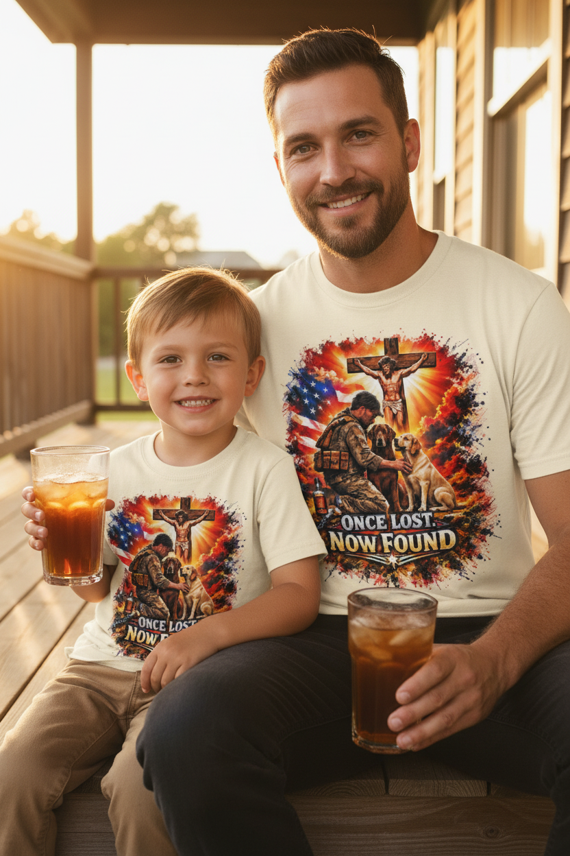 Dad and Son - Natural Tee - Porch Lifestyle
