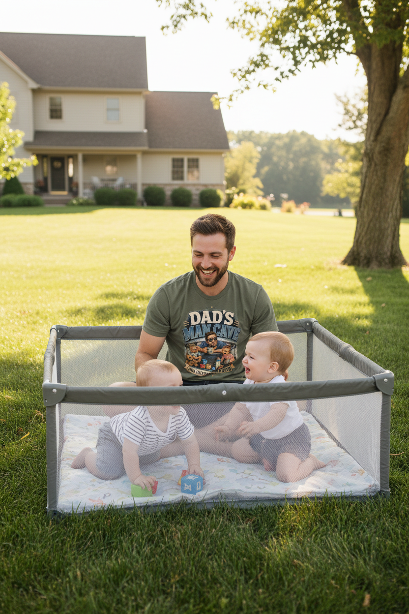 Dad in Playpen - Backyard