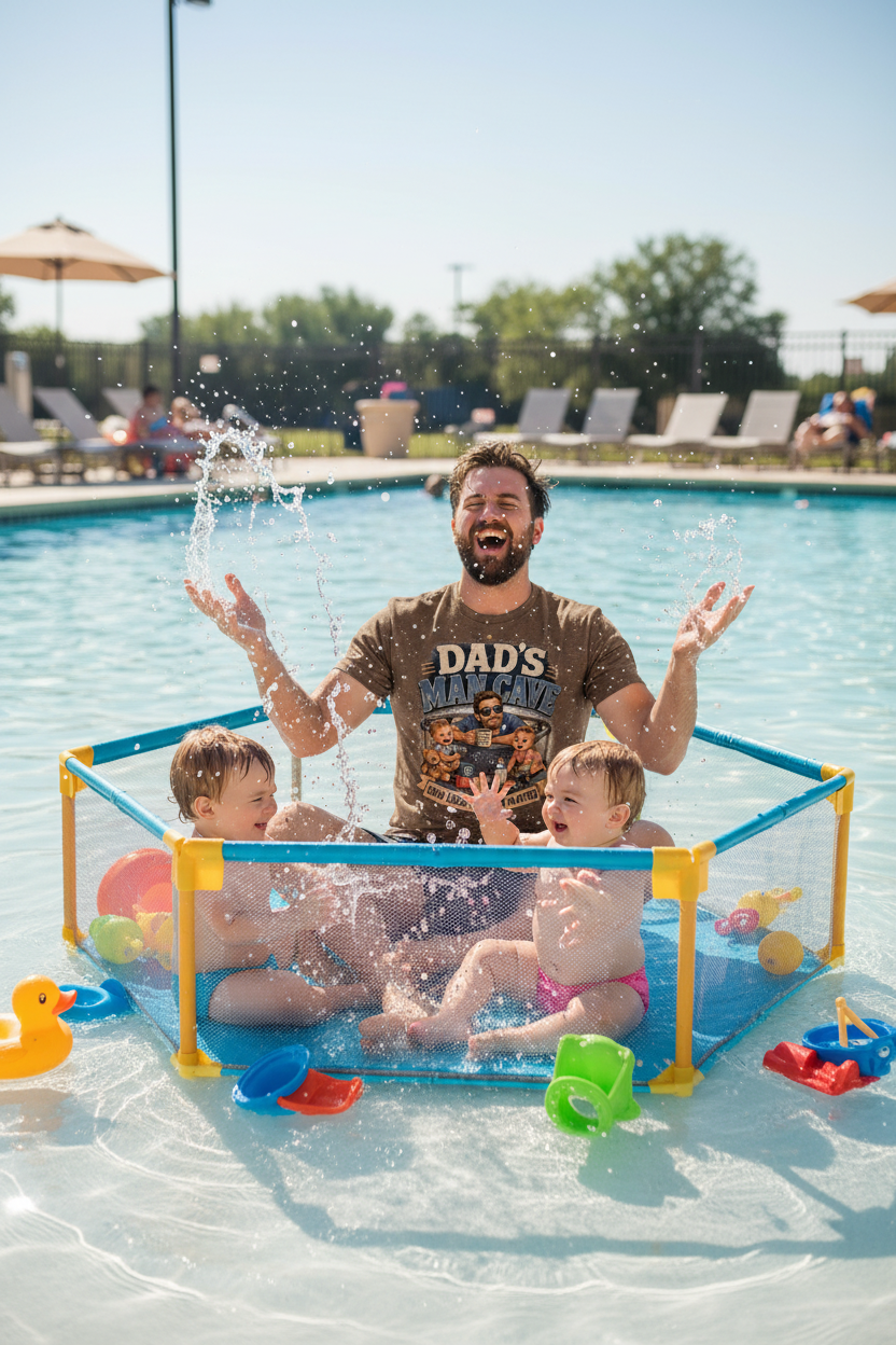 Dad in Playpen - Pool