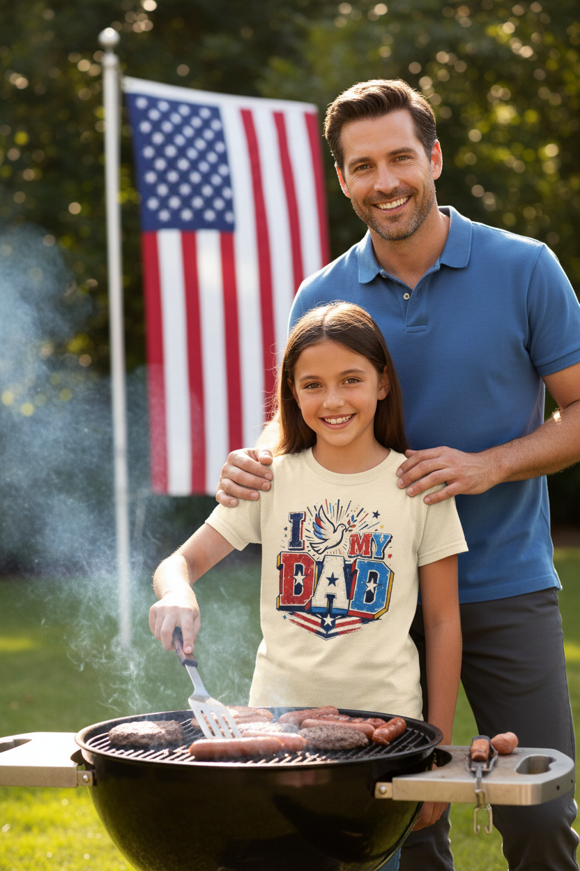 Daughter grilling for dad