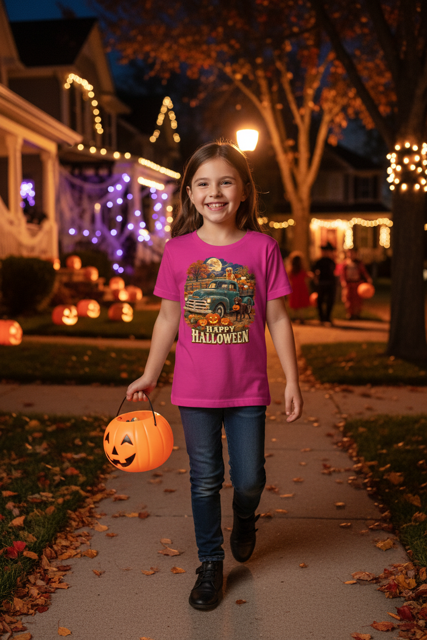 Daughter Halloween Truck Tee Lifestyle