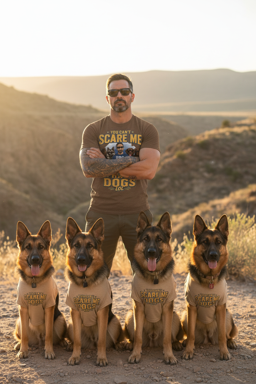 Dog Dad + Dogs Matching Tees - Brown